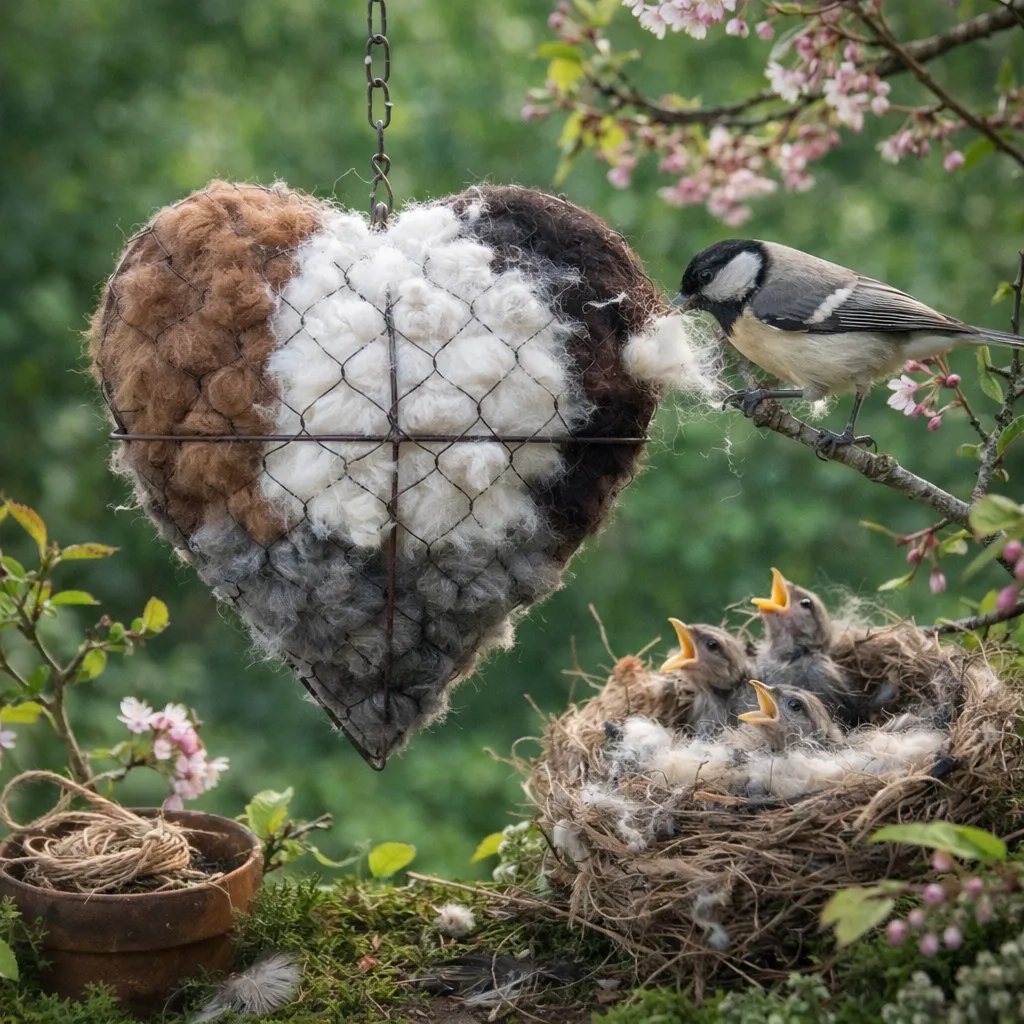☁ Handgefertigtes Vogelnestherz aus Alpakafaser 🏡