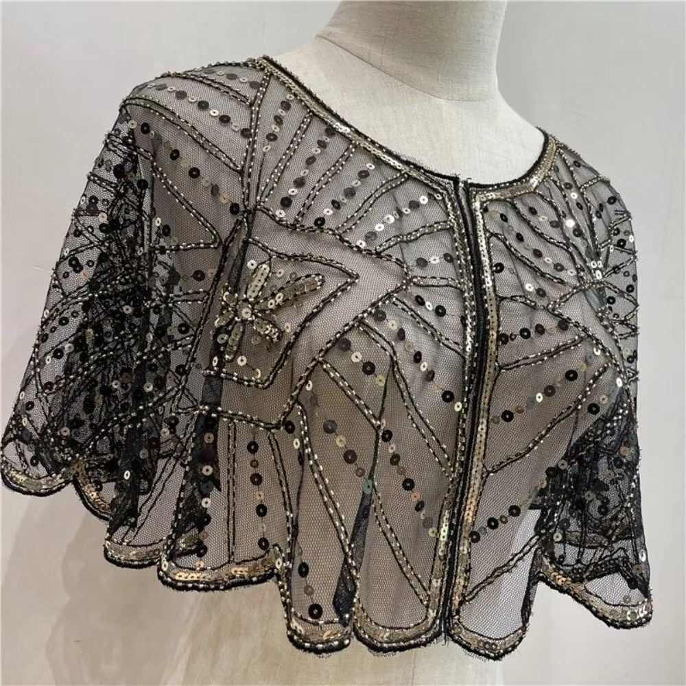 Vintage Lace Beaded Shawl