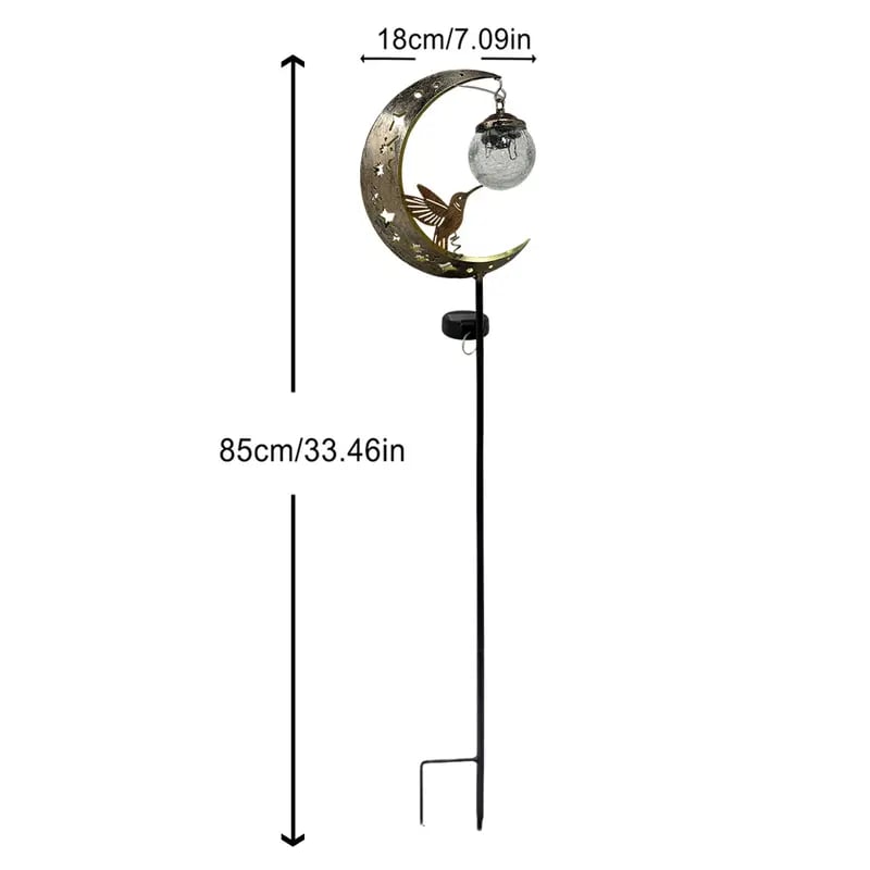 đâ¨Hummingbird Moon Solar Garden Stake Light