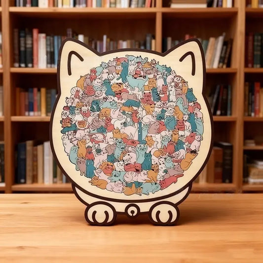 135-teiliges Morandi-Katzenpuzzle aus Birkenholz