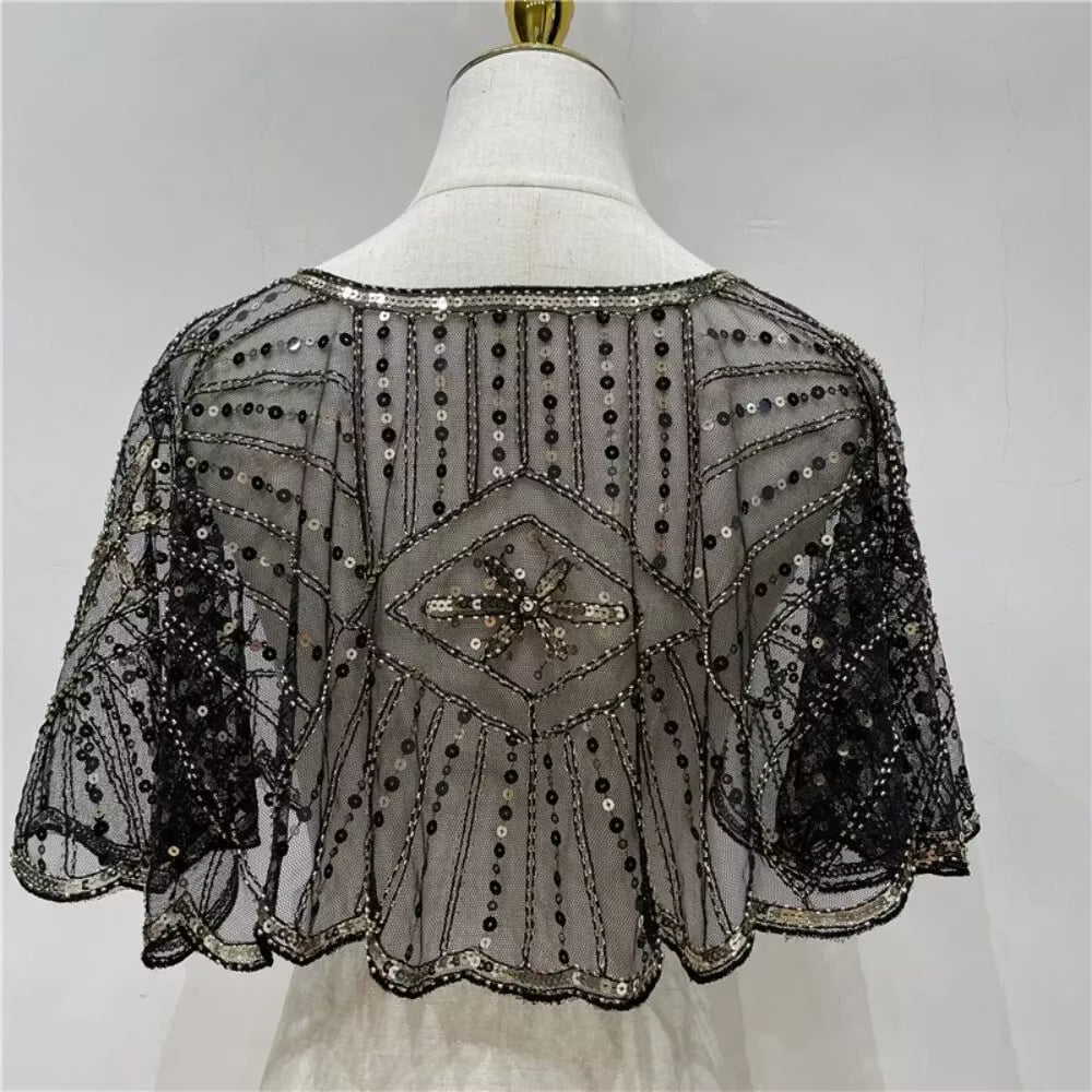 Vintage Lace Beaded Shawl
