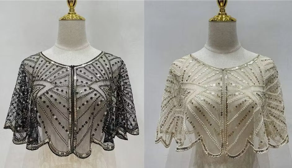 Vintage Lace Beaded Shawl