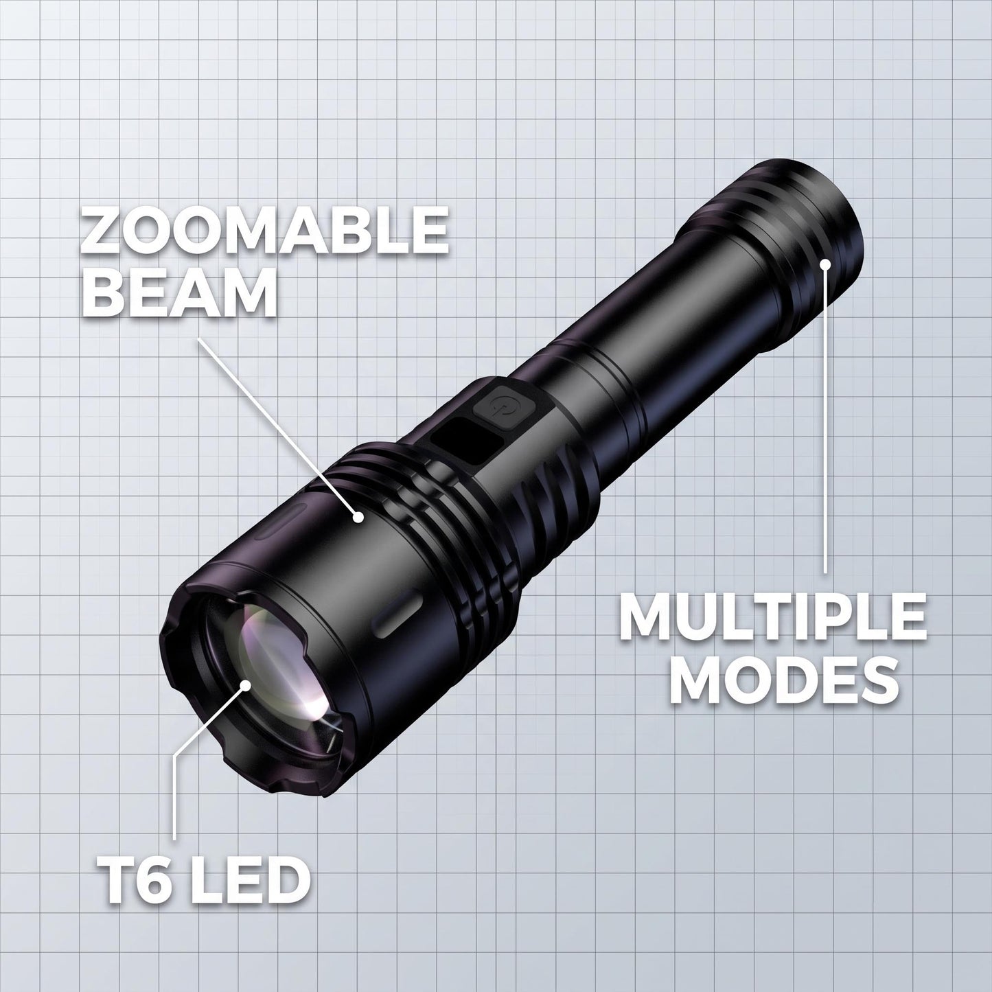 ✨high-power flashlight with bright telescopic zoom light