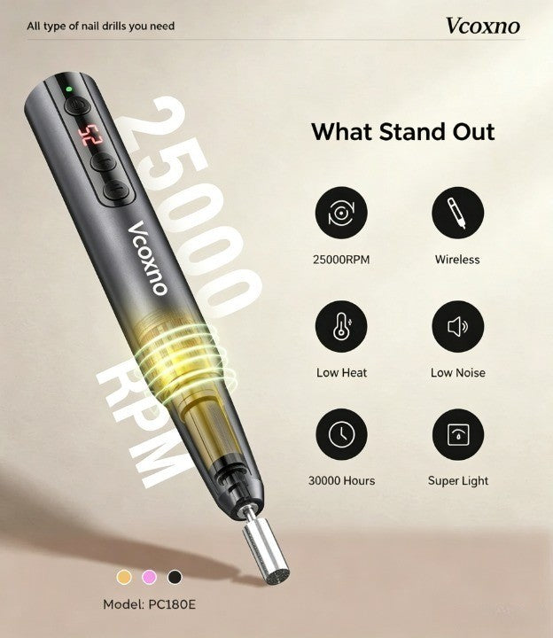 Pen-Shaped Rechargeable Nail Drill
