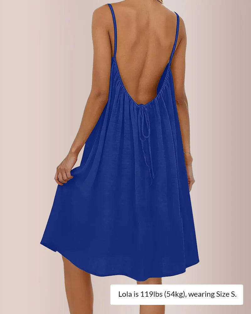 🌿🌸 Elegantes, ärmelloses Sommerkleid in Unifarbe, perfekt für drinnen. 