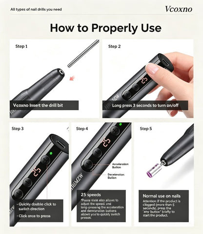 Pen-Shaped Rechargeable Nail Drill