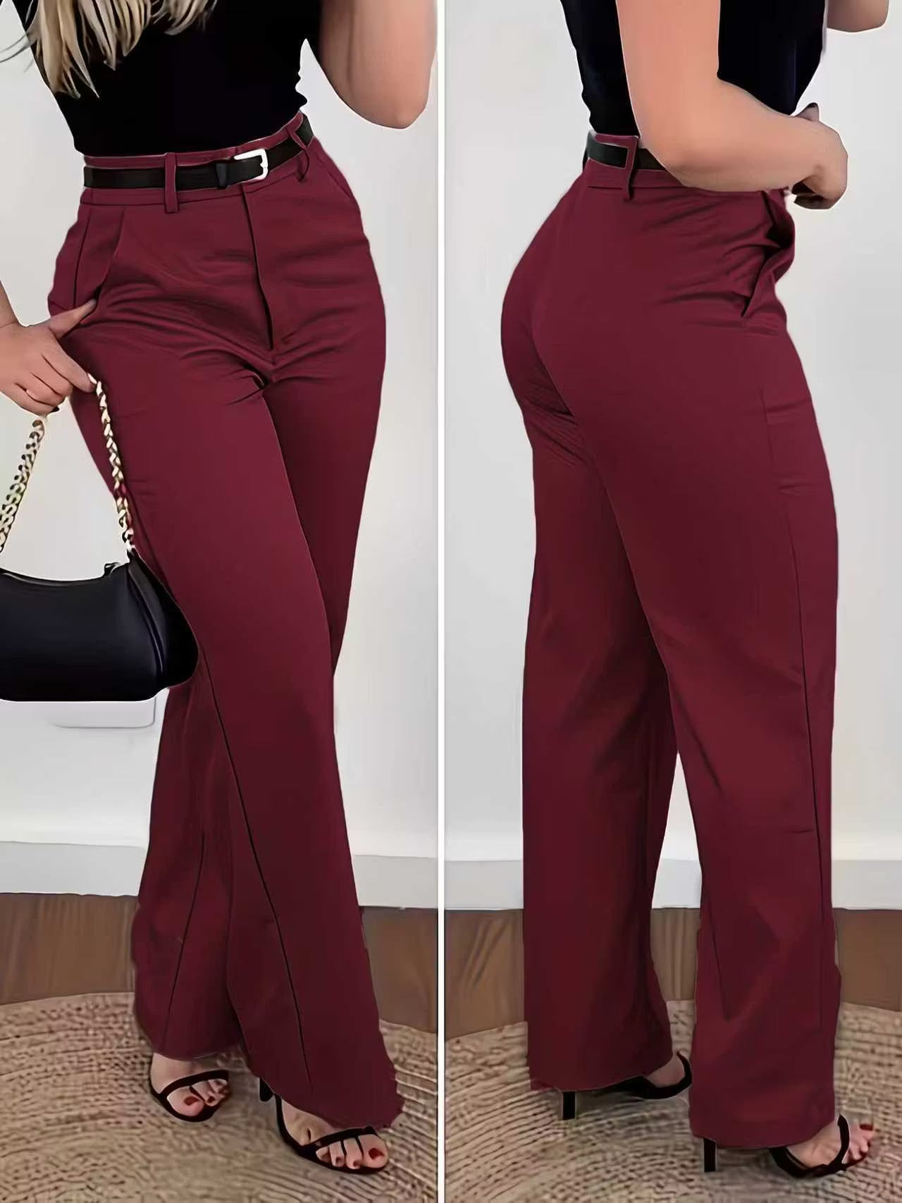 💃Flash Sale 💃Women's Solid-Color High-Waisted Wide-Leg Trousers