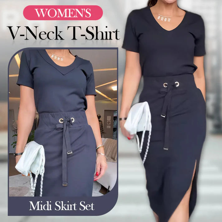 ⏳Limited Time 49% Off🔥Women's V-Neck Top and Skirt Set