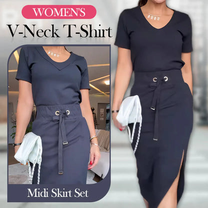 ⏳Limited Time 49% Off🔥Women's V-Neck Top and Skirt Set