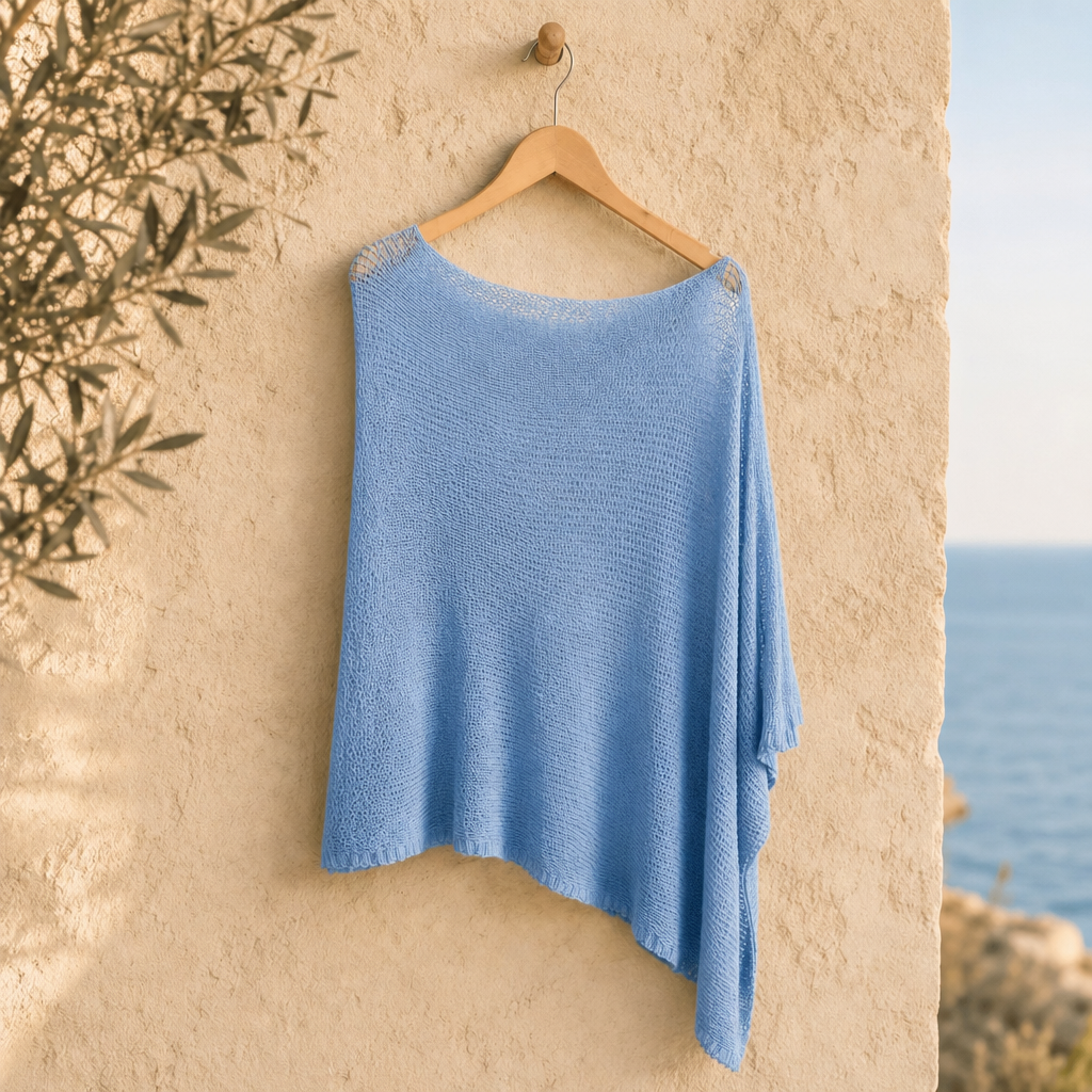 Premium One-Shoulder Knit Poncho