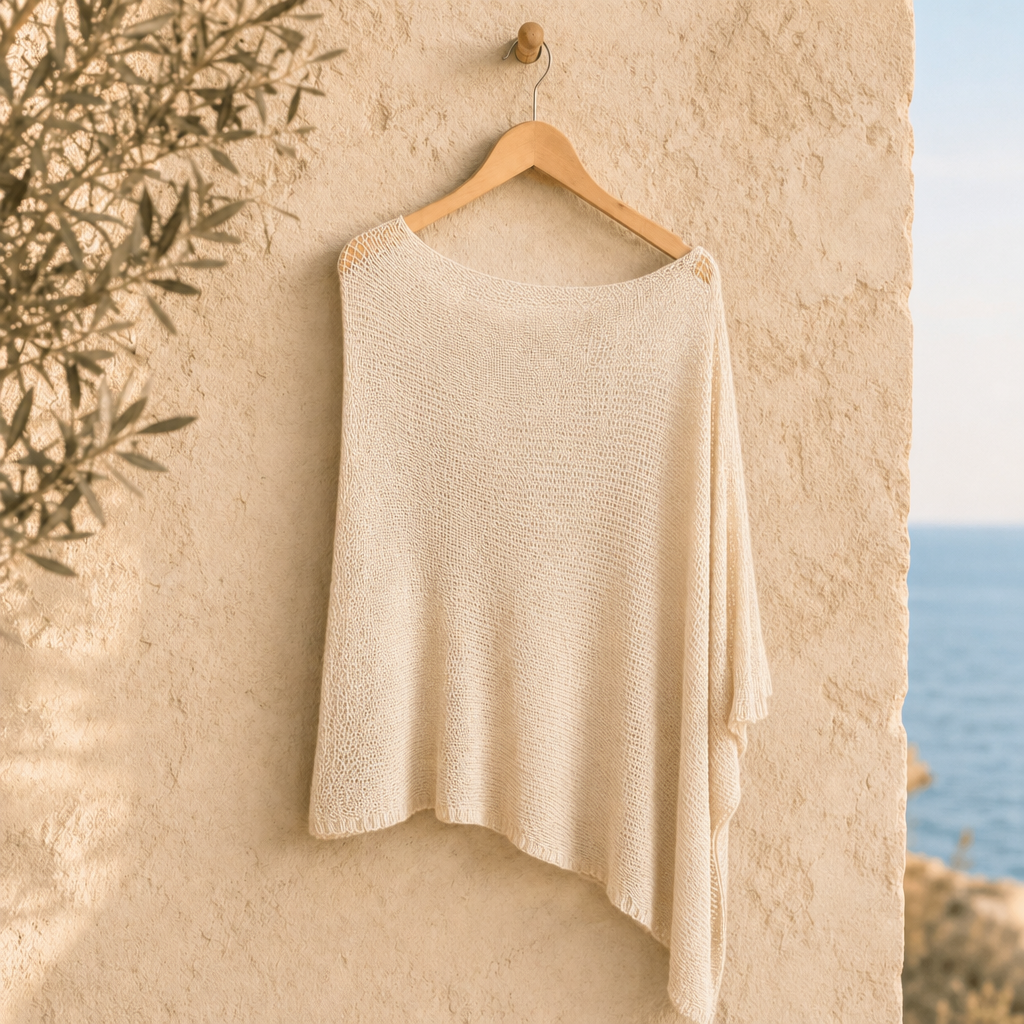 Premium One-Shoulder Knit Poncho
