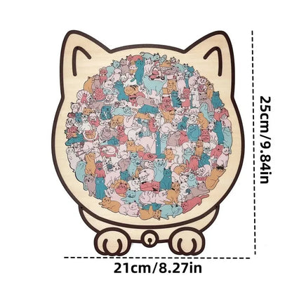 135-teiliges Morandi-Katzenpuzzle aus Birkenholz