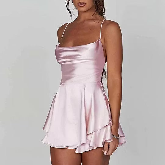 Backless Satin Dress - Buy two and get free shipping!