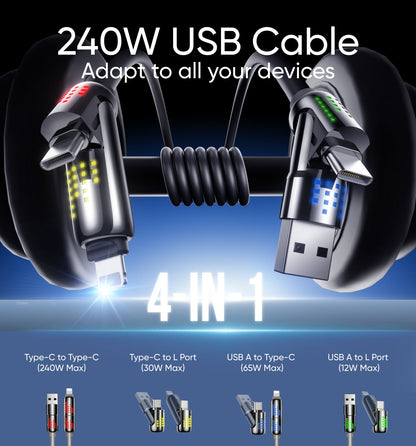 MAGIC JOHN 4-in-1 USB-Ladekabel mFish Schnellladung 