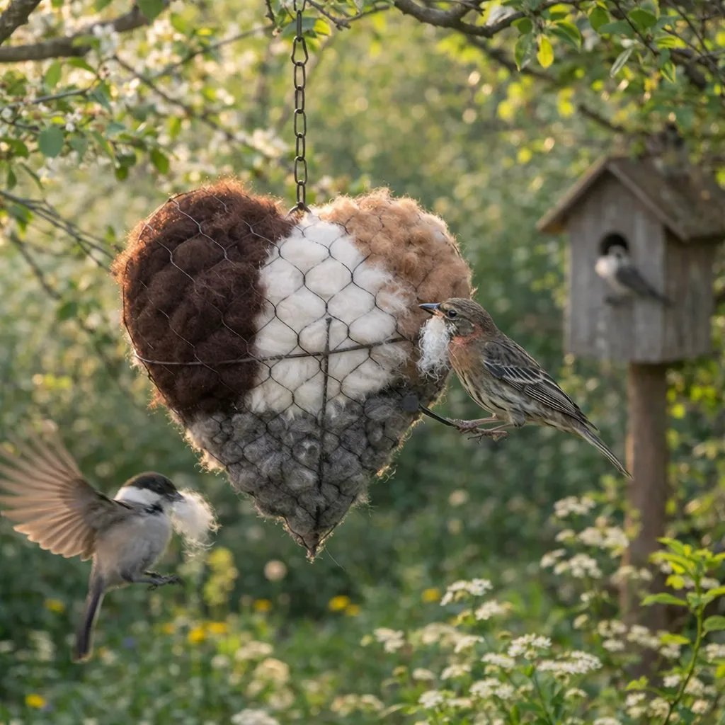 ☁ Handgefertigtes Vogelnestherz aus Alpakafaser 🏡 