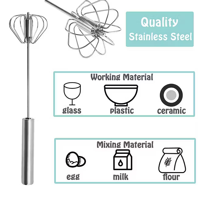 Best sale 50% OFF💥 Semi-Automatic Stainless Steel Push Rotary Whisk Mixer Set
