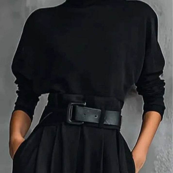 Women’s Elegant Turtleneck Top & High-Waist Pants Set
