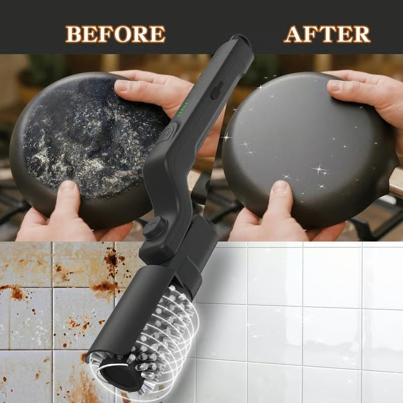 Electric BBQ Grill Brush Cordless and Rechargeable Stainless Steel Bristles,Two Cleaning Brushes,Adjustable Angle