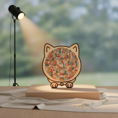 135-teiliges Morandi-Katzenpuzzle aus Birkenholz