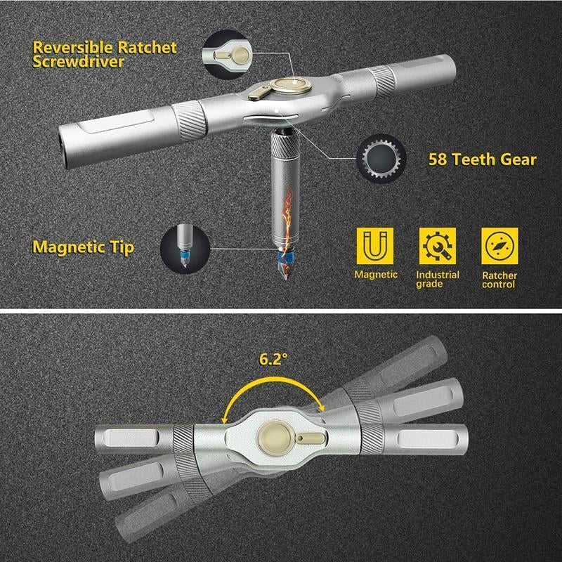 24-in-1-Schraubendreher-Set, magnetischer, kompakter und tragbarer Ratschenschraubendreher