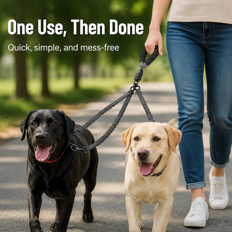 Dual-Dog Shock Absorbing Bungee Leash