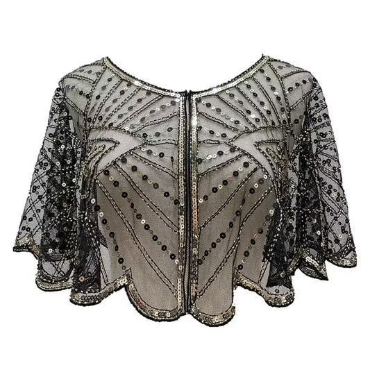 Vintage Lace Beaded Shawl