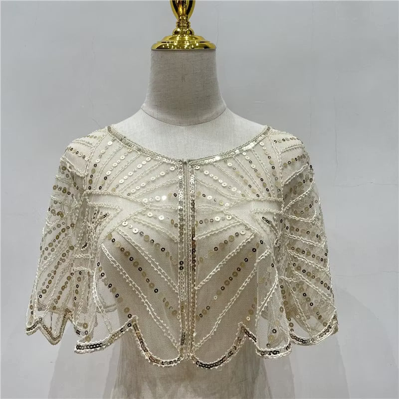 Vintage Lace Beaded Shawl