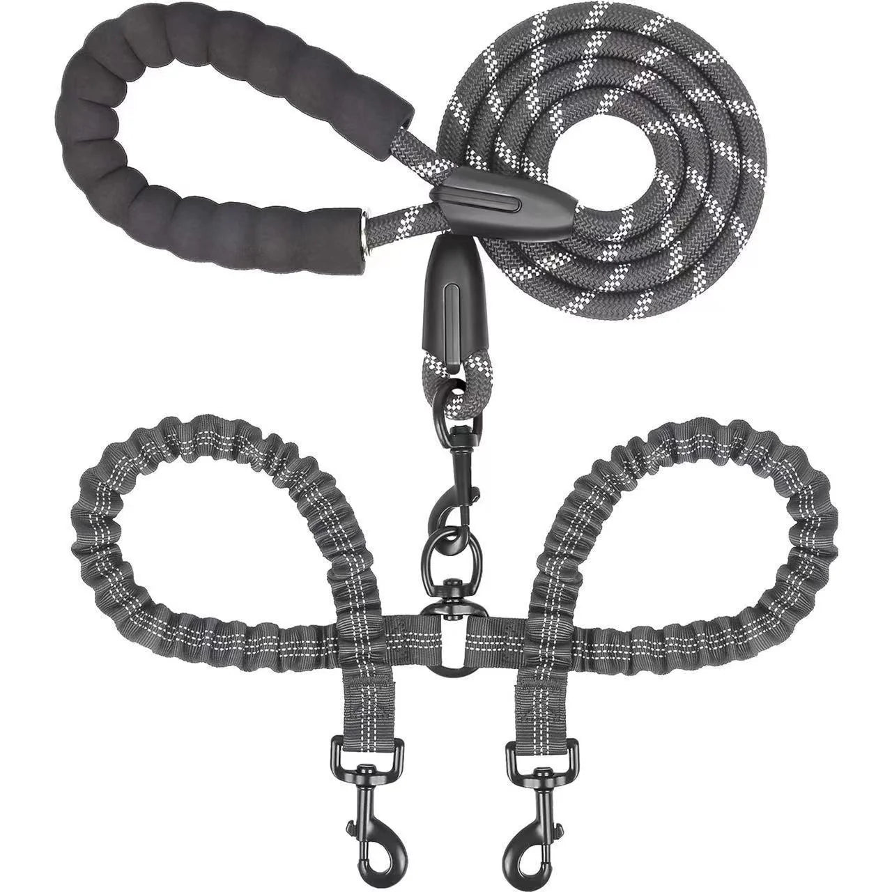 Dual-Dog Shock Absorbing Bungee Leash