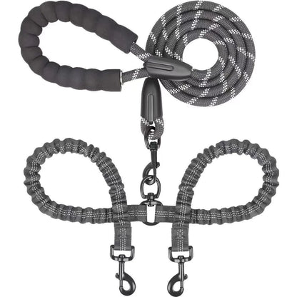 Dual-Dog Shock Absorbing Bungee Leash