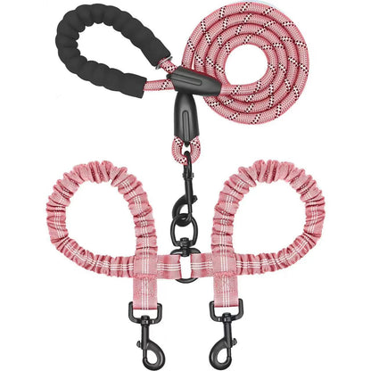 Dual-Dog Shock Absorbing Bungee Leash
