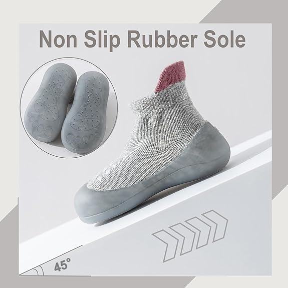 Baby Sock Shoes Toddler Walking Shoes Infant Non-Slip Slippers Soft Rubber Sole Sneakers for Baby Boys Girls