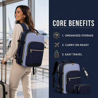 4Pcs Large Travel Backpack, 40L