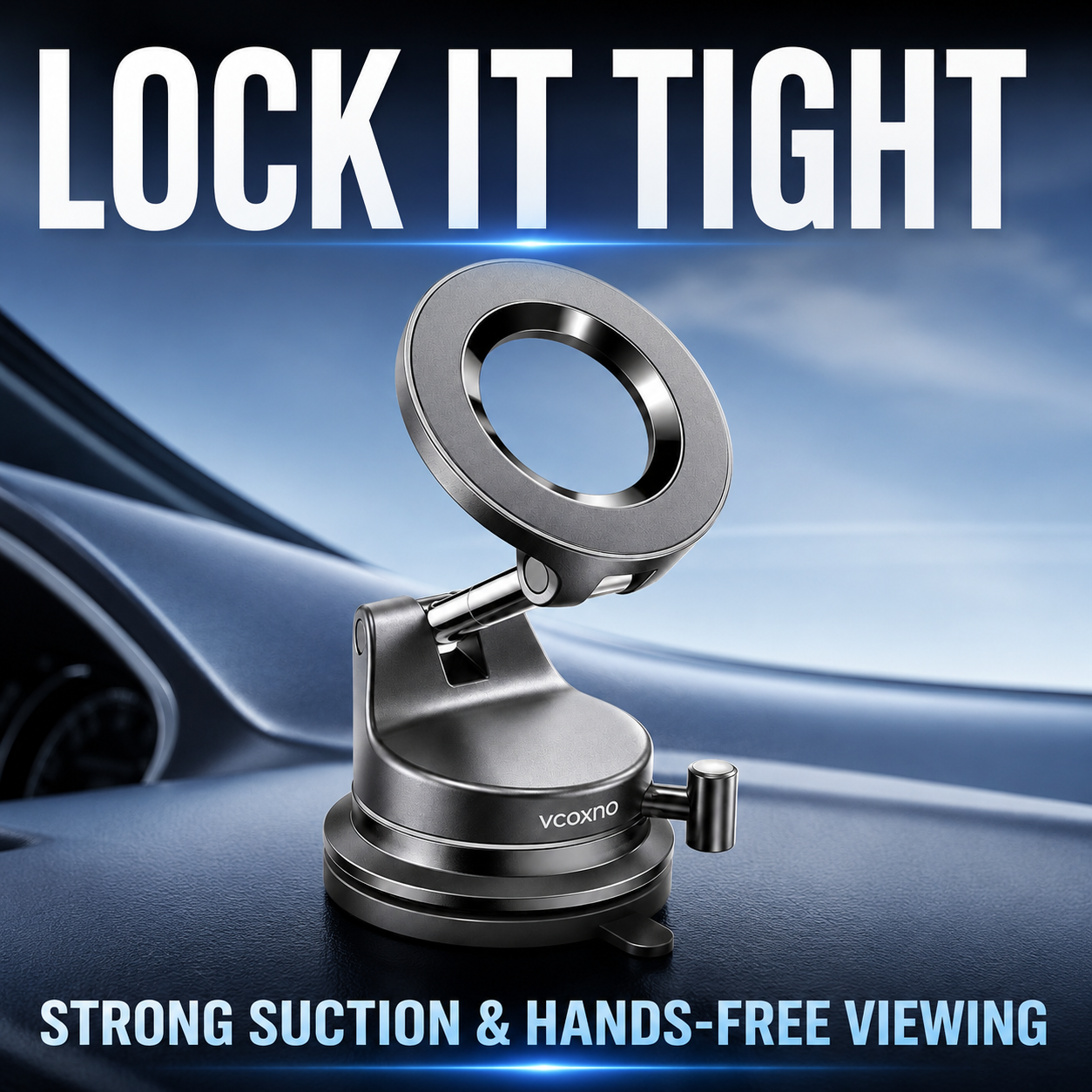 Suction Cup Phone Mount, Vacuum Magnetic Phone Holder, 360° Adjustable for MagSafe Car Holder
