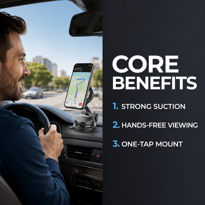 Suction Cup Phone Mount, Vacuum Magnetic Phone Holder, 360° Adjustable for MagSafe Car Holder