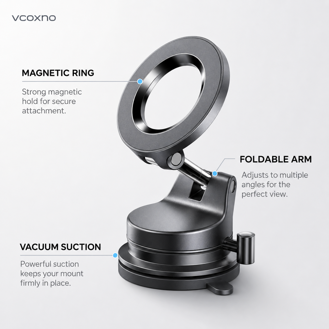 Suction Cup Phone Mount, Vacuum Magnetic Phone Holder, 360° Adjustable for MagSafe Car Holder