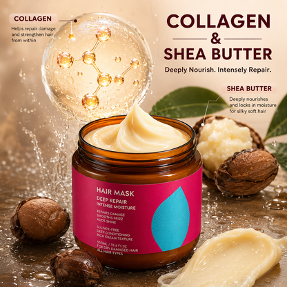 Instant Liquid Silk Collagen & Shea Butter Hair Mask – Deep Repair for Dry & Frizzy Hair