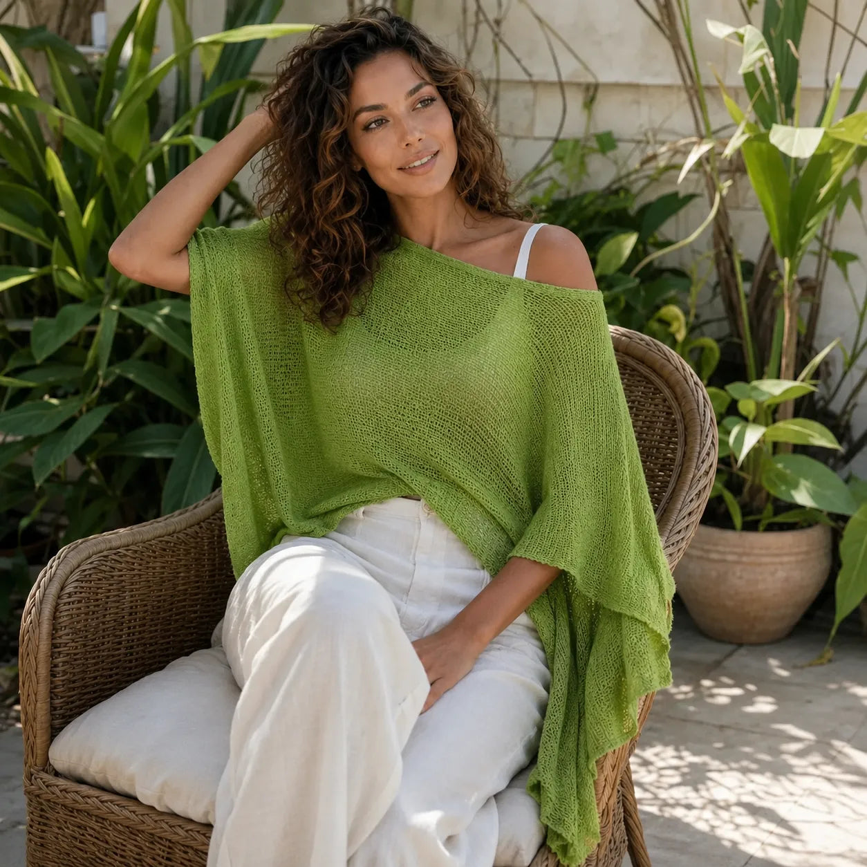 Premium One-Shoulder Knit Poncho