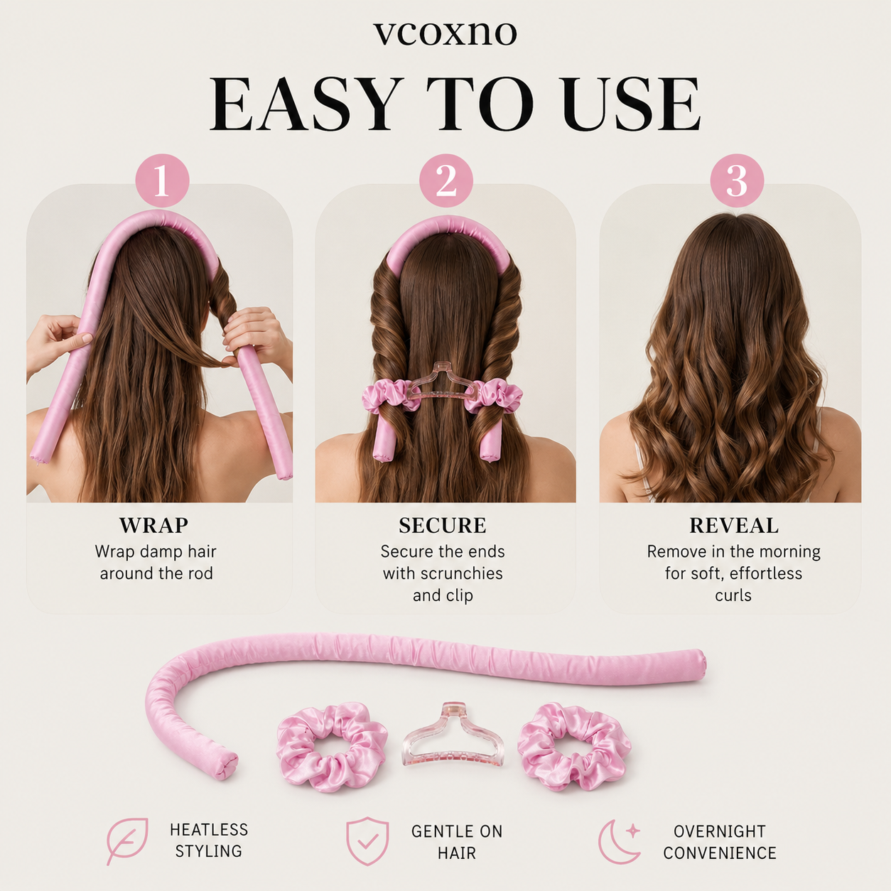 Heatless Curls in Mulberry Silk