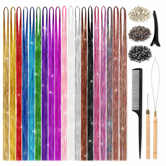 hair tinsel kit 48 inch 18 colors 4320 strands tinsel hair