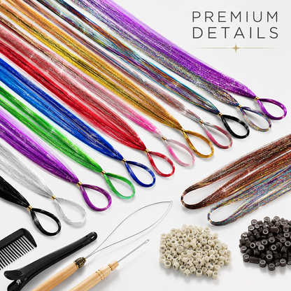 hair tinsel kit 48 inch 18 colors 4320 strands tinsel hair