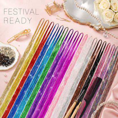 hair tinsel kit 48 inch 18 colors 4320 strands tinsel hair