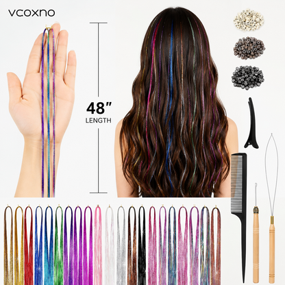 hair tinsel kit 48 inch 18 colors 4320 strands tinsel hair
