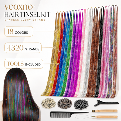 hair tinsel kit 48 inch 18 colors 4320 strands tinsel hair