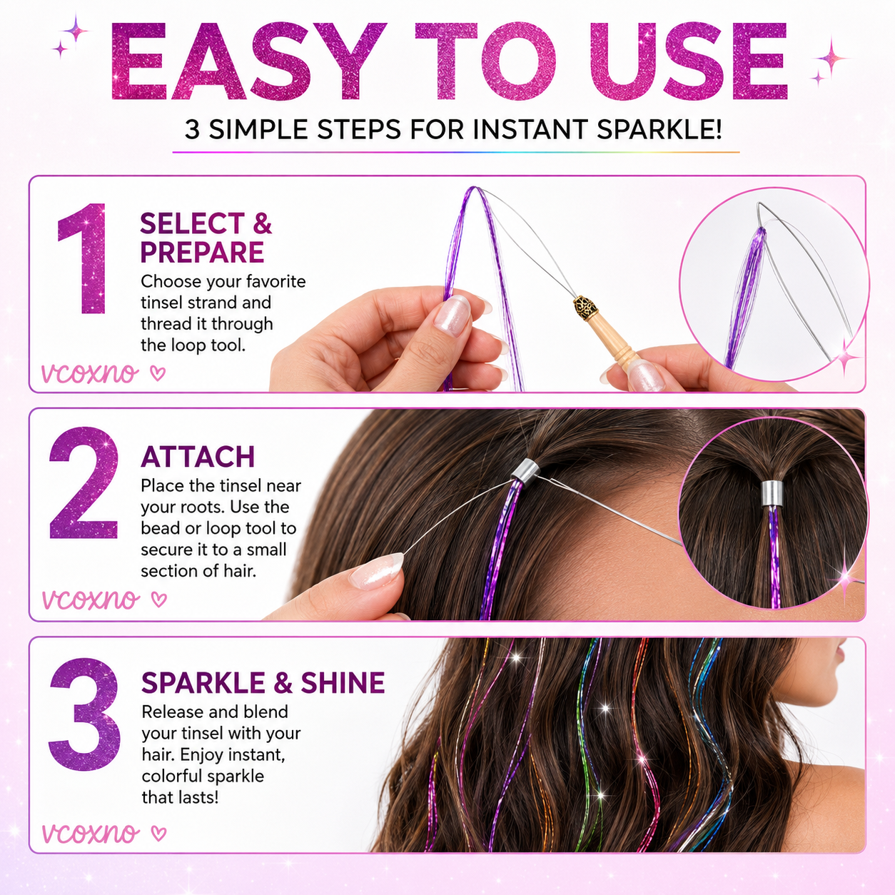 hair tinsel kit 48 inch 18 colors 4320 strands tinsel hair
