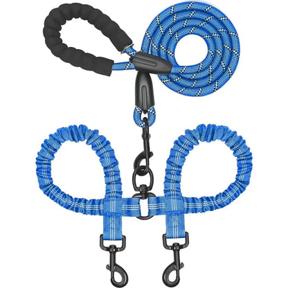 Dual-Dog Shock Absorbing Bungee Leash