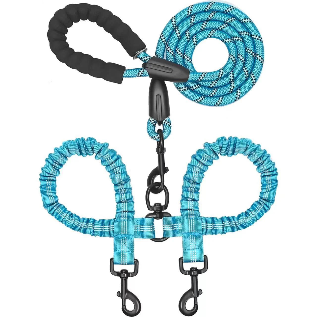 Dual-Dog Shock Absorbing Bungee Leash