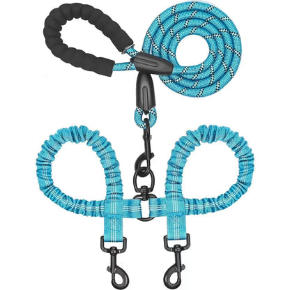 Dual-Dog Shock Absorbing Bungee Leash