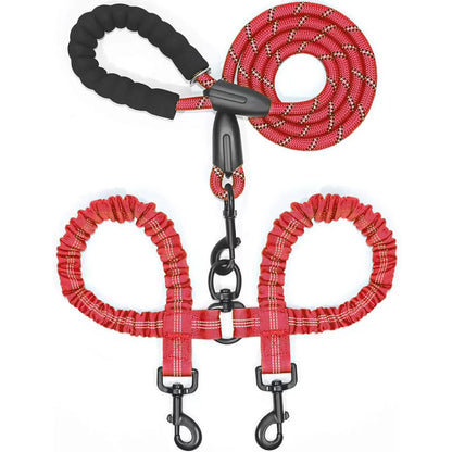 Dual-Dog Shock Absorbing Bungee Leash