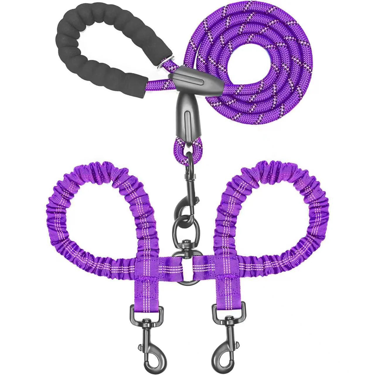 Dual-Dog Shock Absorbing Bungee Leash
