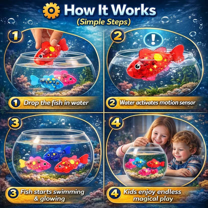 Magic Glowing Robot Fish (4-Pack) - Water-Activated LED Swimming Toys 🐠✨